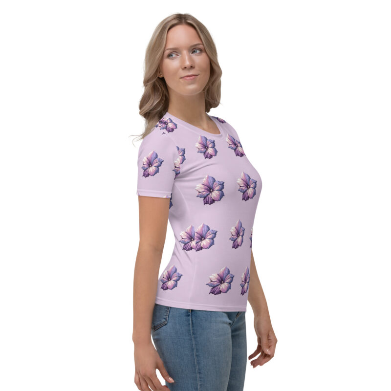 Pixel-Art Blumenillustration in lila Pastellfarben Allover-Damen-T-Shirt