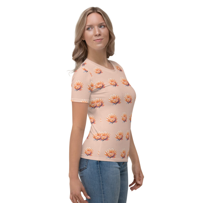 Pixel-Art Blumenillustration in Trendfarbe Orange 2024 Allover-Damen-T-Shirt – T-Shirts – klamottn.de