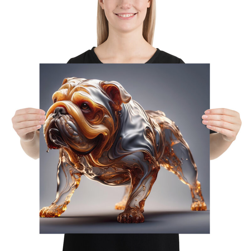 Fließende Karamell-Bulldogge: Ein lebendiges Kunstwerk Poster