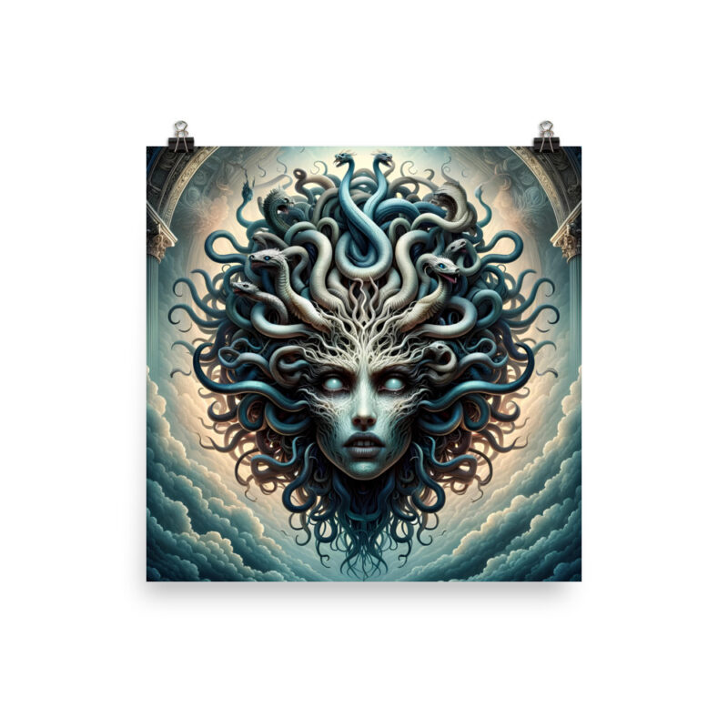 Medusa-Kopf mit lebensechten Schlangen Poster