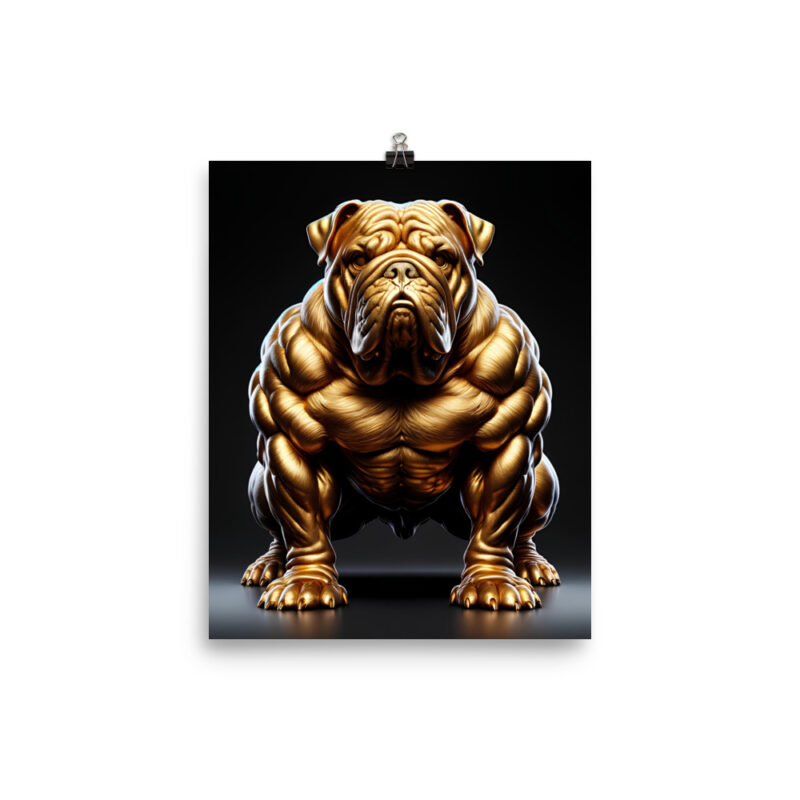 Goldener Muskelbulldogge: Kraft trifft Kunst Poster