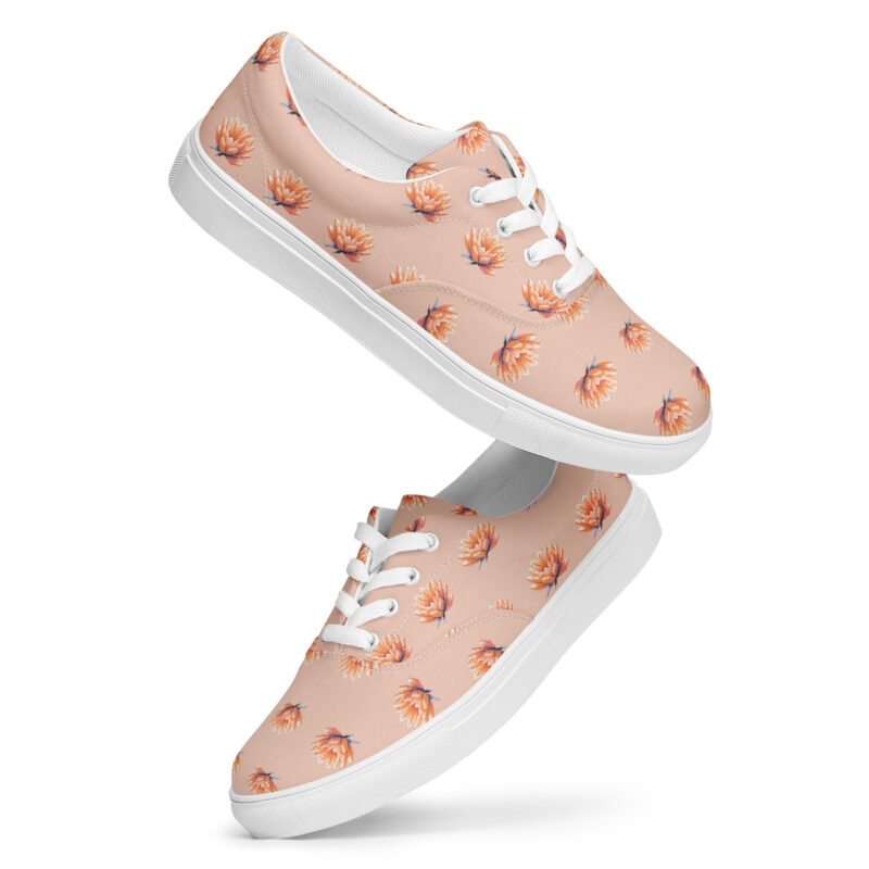 Pixel-Art Blumenillustration in Trendfarbe Orange 2024 Allover-Herren-Canvas-Schuhe – Schuhe – klamottn.de