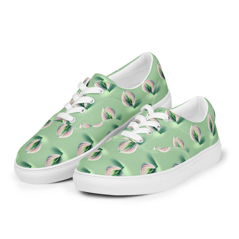 Voxel-Art Blatt in Pastellgrün Allover-Herren-Canvas-Schuhe