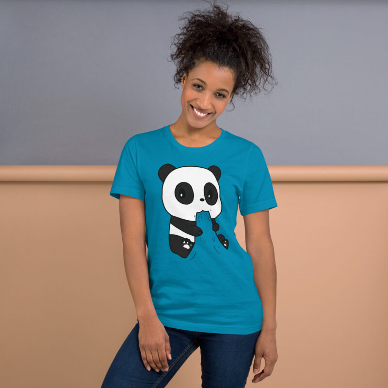 Naschender Panda Unisex-T-Shirt – T-Shirts – klamottn.de