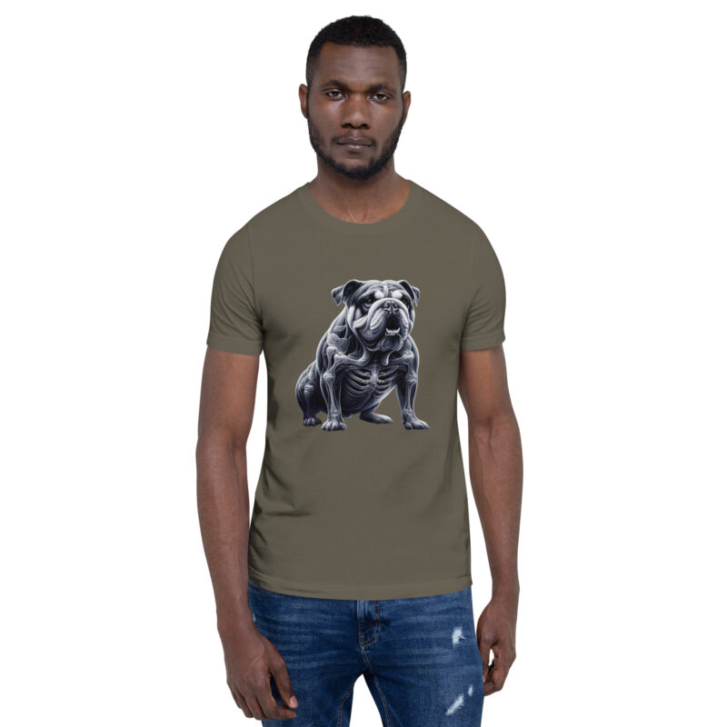 Anatomische Eleganz: Die Bulldogge im Röntgenblick Unisex-T-Shirt