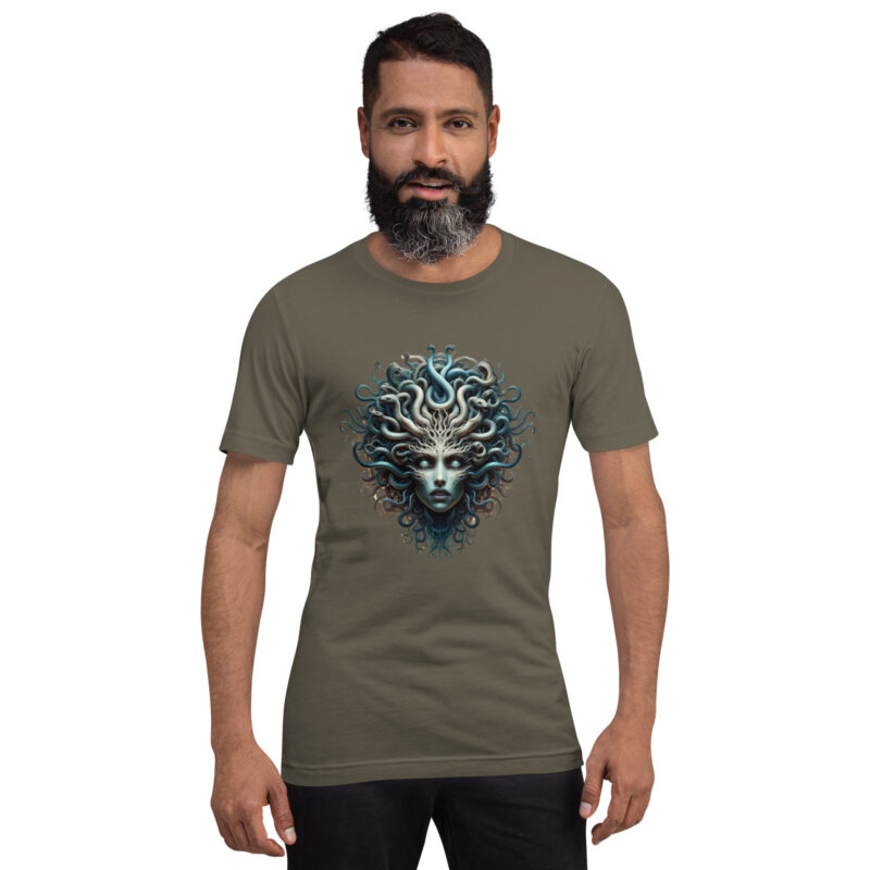 Medusa-Kopf mit lebensechten Schlangen Unisex-T-Shirt