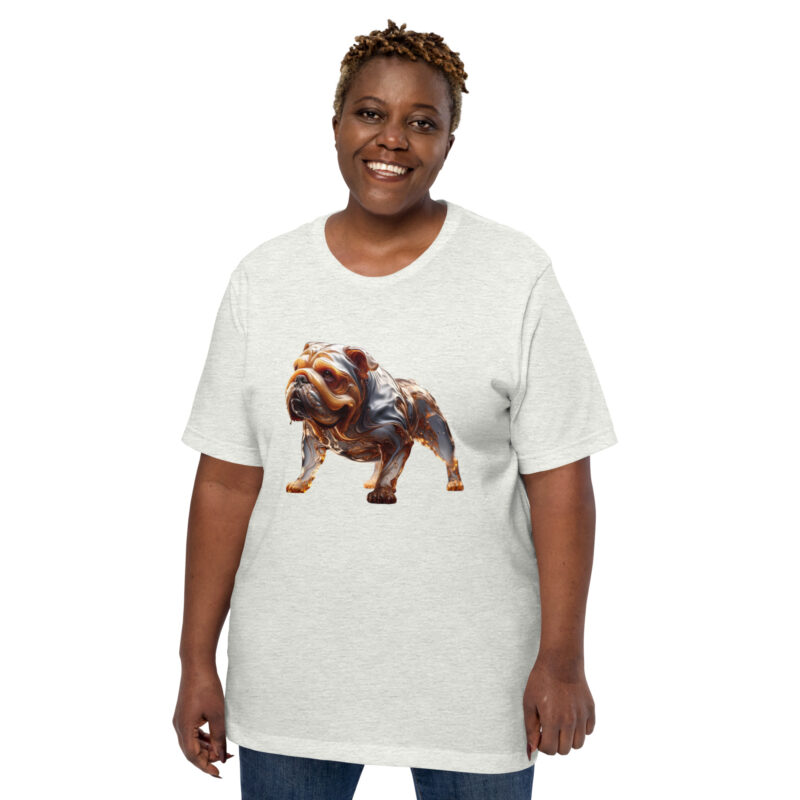 Fließende Karamell-Bulldogge: Ein lebendiges Kunstwerk Unisex-T-Shirt