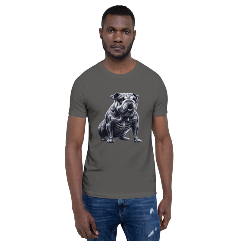 Anatomische Eleganz: Die Bulldogge im Röntgenblick Unisex-T-Shirt