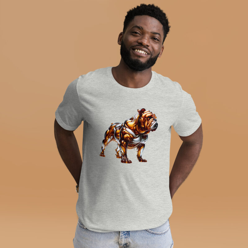 Die Bulldogge in fließender Eleganz Unisex-T-Shirt – T-Shirts – klamottn.de