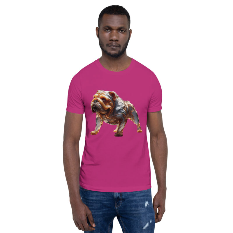 Fließende Karamell-Bulldogge: Ein lebendiges Kunstwerk Unisex-T-Shirt – T-Shirts – klamottn.de