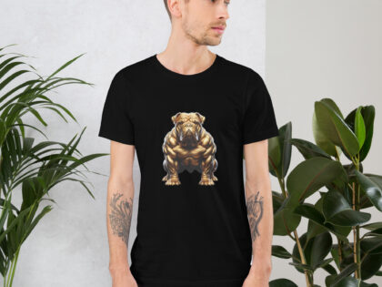 Goldener Muskelbulldogge: Kraft trifft Kunst Unisex-T-Shirt – T-Shirts – klamottn.de Goldener Muskelbulldogge: Kraft trifft Kunst Unisex-T-Shirt – T-Shirts – klamottn.de