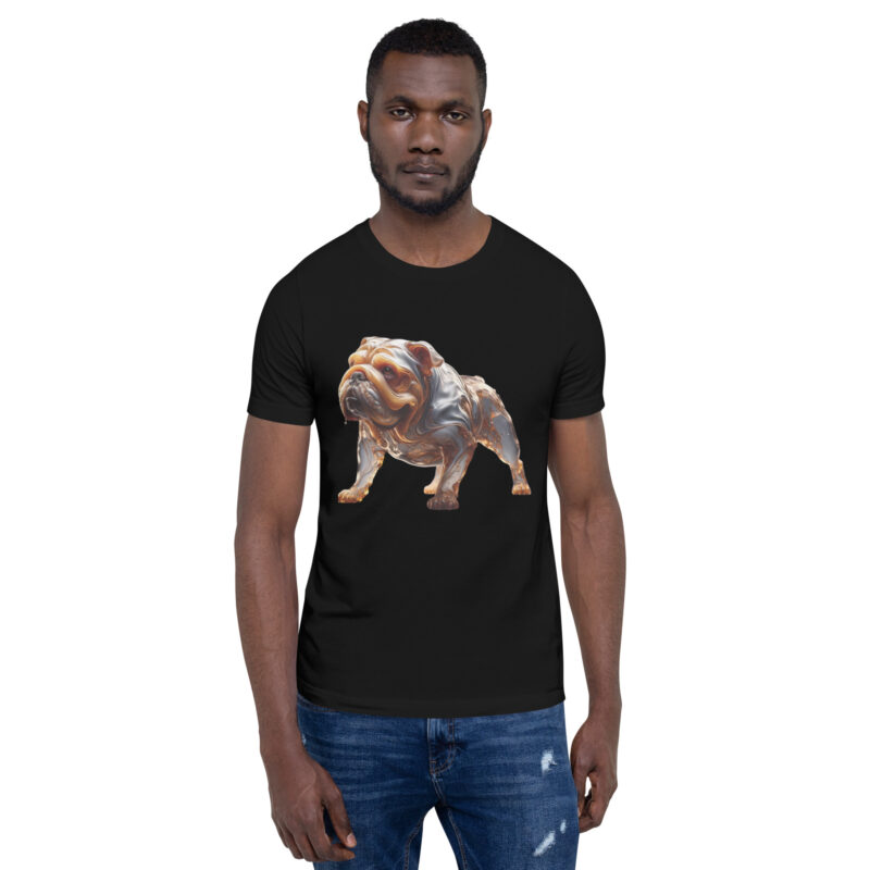 Fließende Karamell-Bulldogge: Ein lebendiges Kunstwerk Unisex-T-Shirt – T-Shirts – klamottn.de