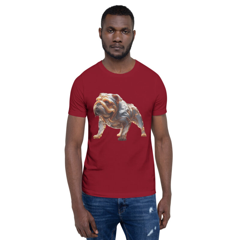 Fließende Karamell-Bulldogge: Ein lebendiges Kunstwerk Unisex-T-Shirt – T-Shirts – klamottn.de