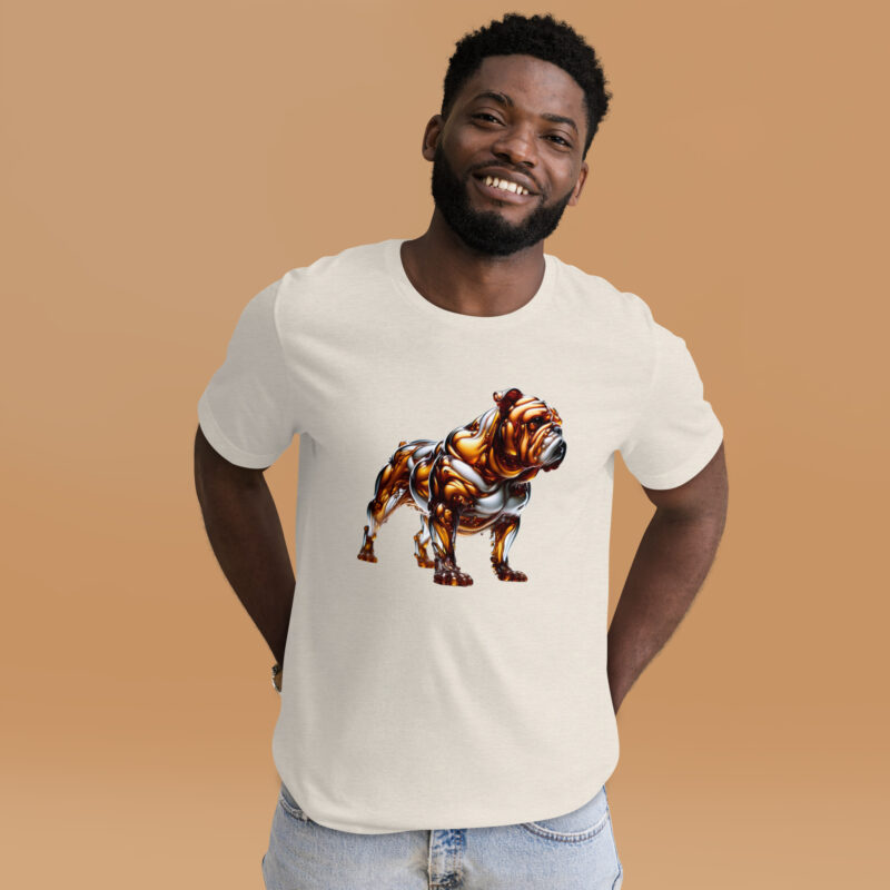 Die Bulldogge in fließender Eleganz Unisex-T-Shirt – T-Shirts – klamottn.de