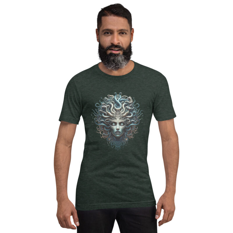 Medusa-Kopf mit lebensechten Schlangen Unisex-T-Shirt