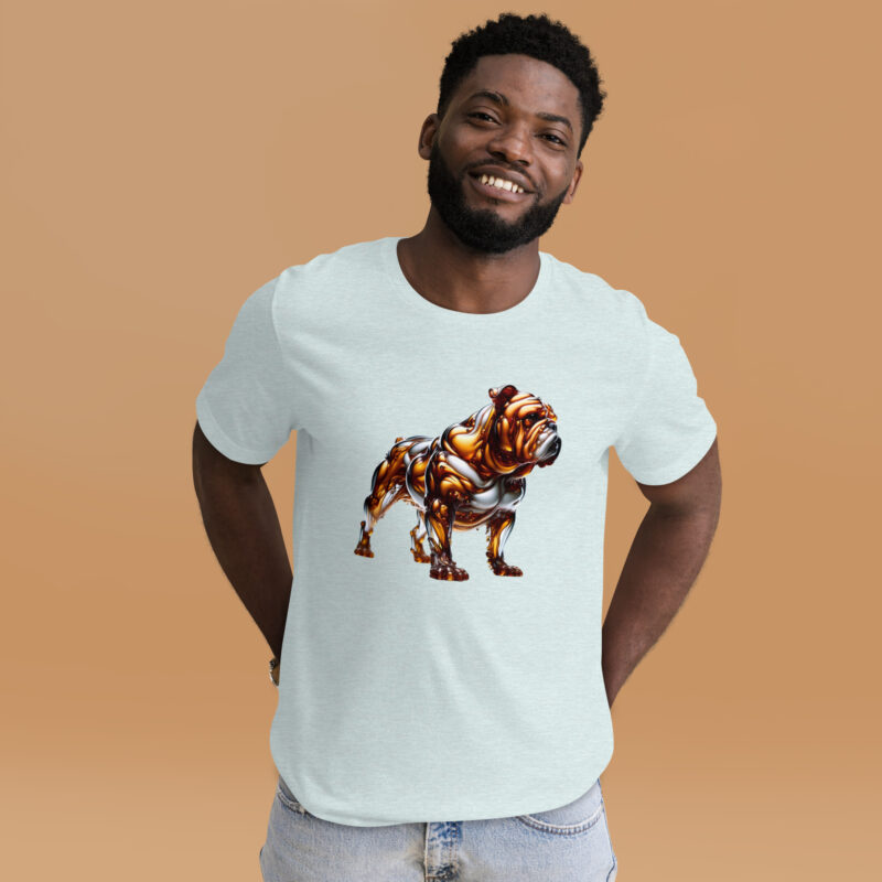 Die Bulldogge in fließender Eleganz Unisex-T-Shirt – T-Shirts – klamottn.de