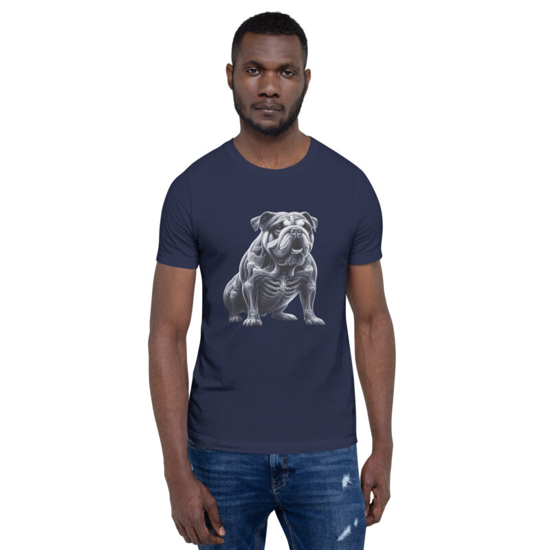 Anatomische Eleganz: Die Bulldogge im Röntgenblick Unisex-T-Shirt