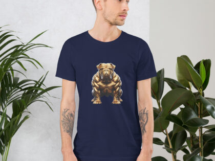 Goldener Muskelbulldogge: Kraft trifft Kunst Unisex-T-Shirt – T-Shirts – klamottn.de Goldener Muskelbulldogge: Kraft trifft Kunst Unisex-T-Shirt – T-Shirts – klamottn.de