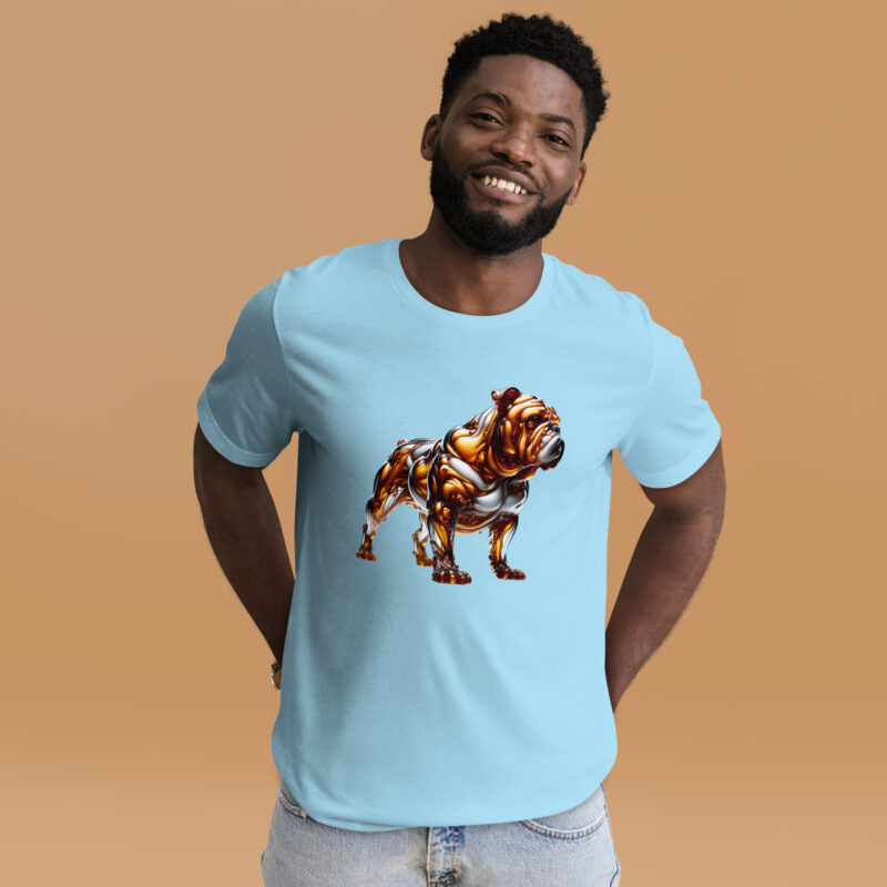 Die Bulldogge in fließender Eleganz Unisex-T-Shirt – T-Shirts – klamottn.de