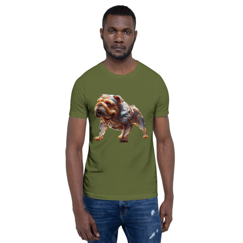 Fließende Karamell-Bulldogge: Ein lebendiges Kunstwerk Unisex-T-Shirt – T-Shirts – klamottn.de