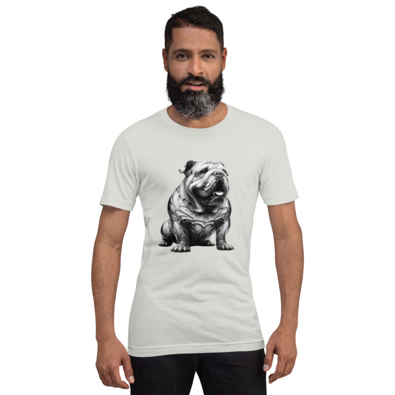 Moderne Metamorphose: Der Cyber-Bulldogge Unisex-T-Shirt