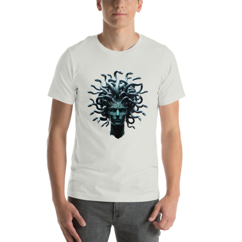 Medusa in Türkis: Mythologie trifft Moderne Unisex-T-Shirt