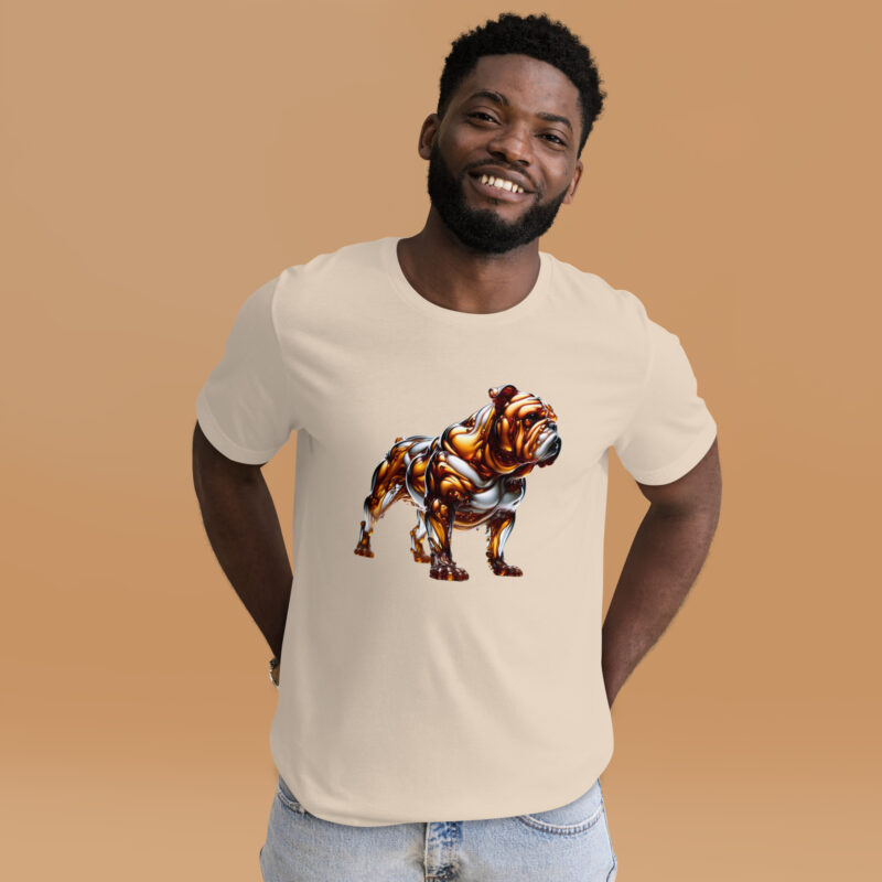 Die Bulldogge in fließender Eleganz Unisex-T-Shirt – T-Shirts – klamottn.de