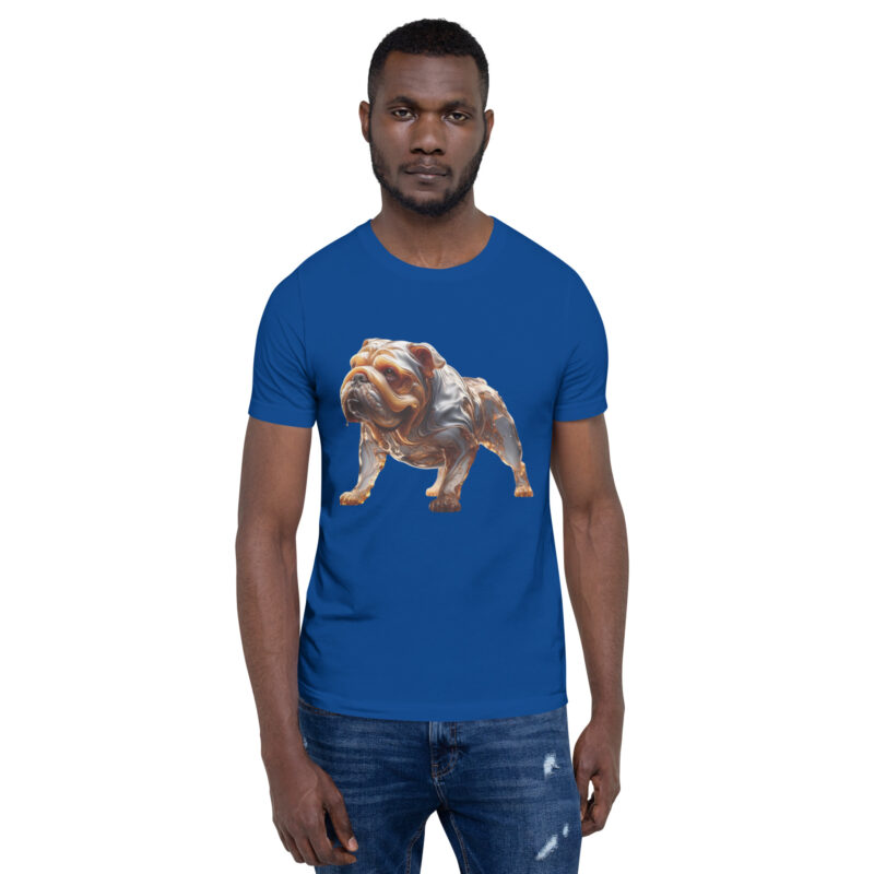 Fließende Karamell-Bulldogge: Ein lebendiges Kunstwerk Unisex-T-Shirt – T-Shirts – klamottn.de