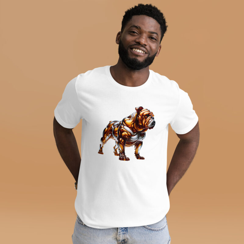 Die Bulldogge in fließender Eleganz Unisex-T-Shirt – T-Shirts – klamottn.de