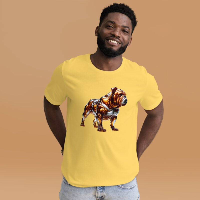 Die Bulldogge in fließender Eleganz Unisex-T-Shirt – T-Shirts – klamottn.de