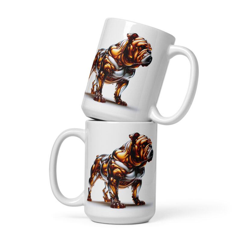 Die Bulldogge in fließender Eleganz weiße, glänzende Tasse