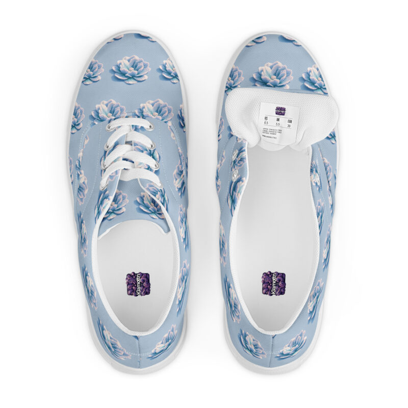 3D Voxel-Blumenillustration in Trendfarbe Hellblau 2024 Allover-Damen-Canvas-Schuhe – Schuhe – klamottn.de