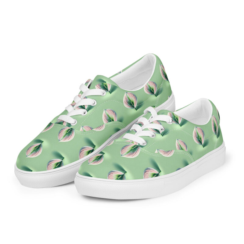 Voxel-Art Blatt in Pastellgrün Allover-Damen-Canvas-Schuhe – Schuhe – klamottn.de