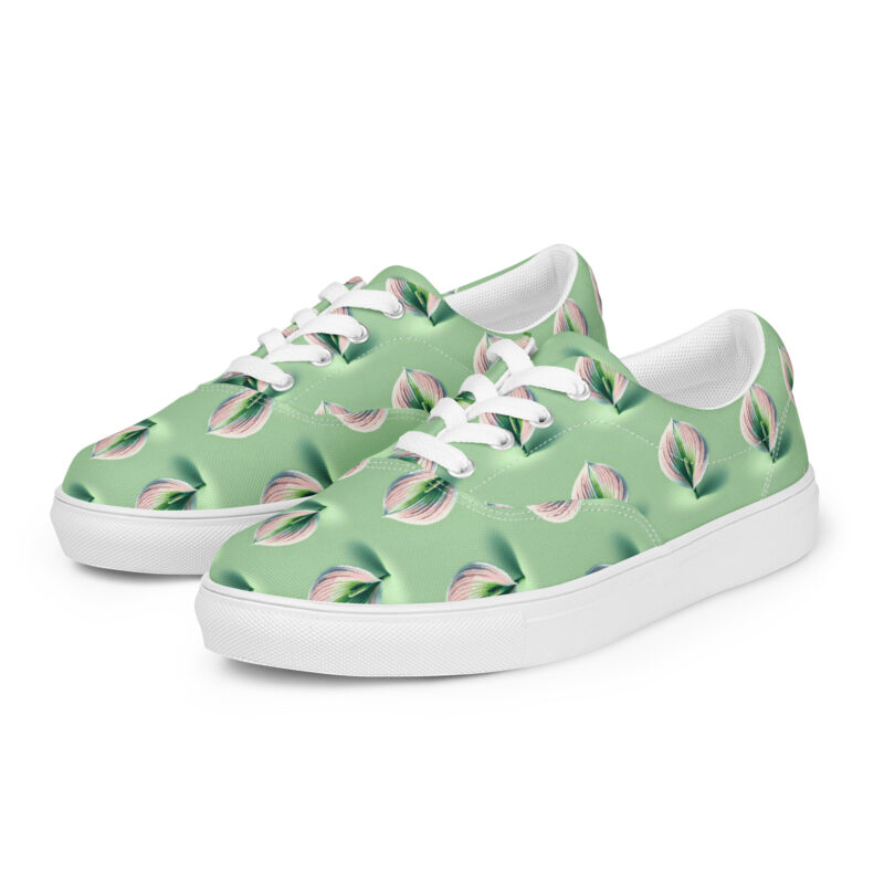 Voxel-Art Blatt in Pastellgrün Allover-Damen-Canvas-Schuhe – Schuhe – klamottn.de