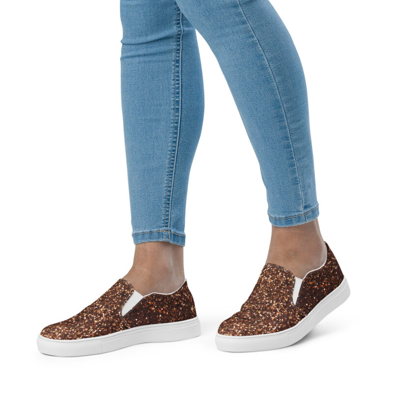 Bronzefarbene Damen-Canvas-Slipper