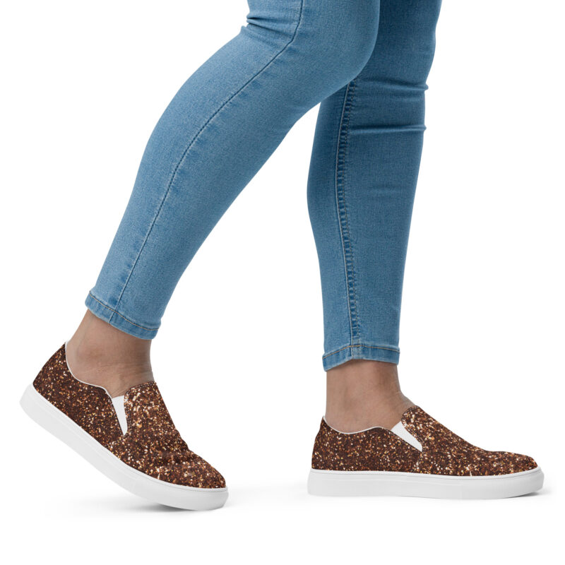 Bronzefarbene Damen-Canvas-Slipper