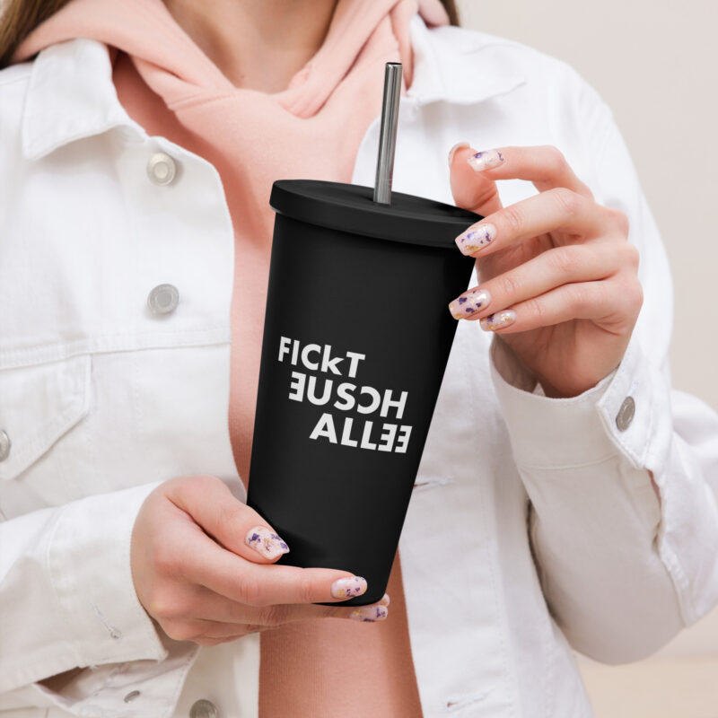 Fickt eusch allee Thermobecher mit Strohhalm – Accessoires – klamottn.de