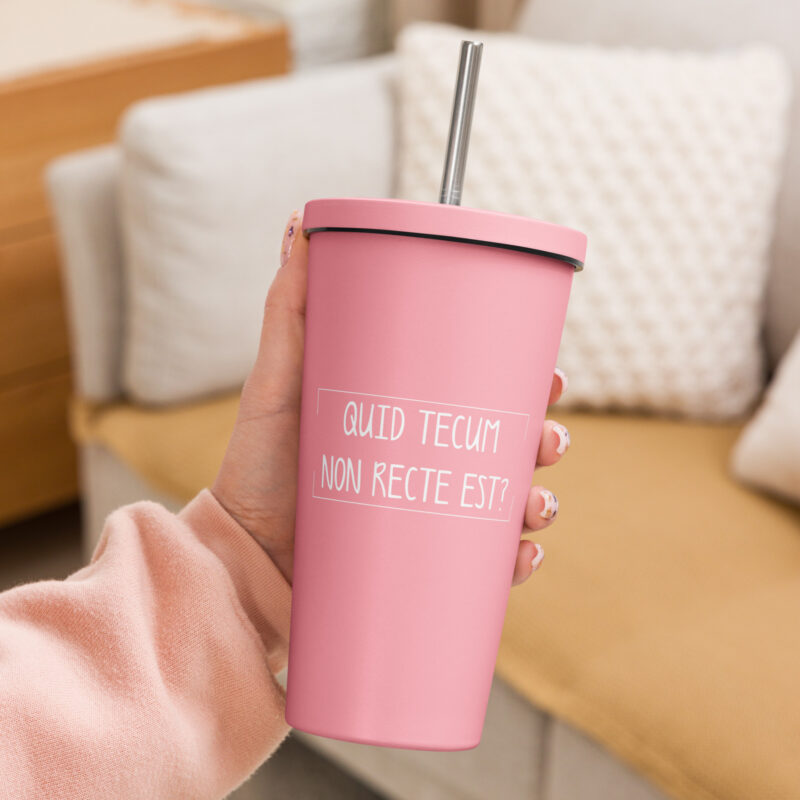 Quid Tecum Non recte est? Thermobecher mit Strohhalm