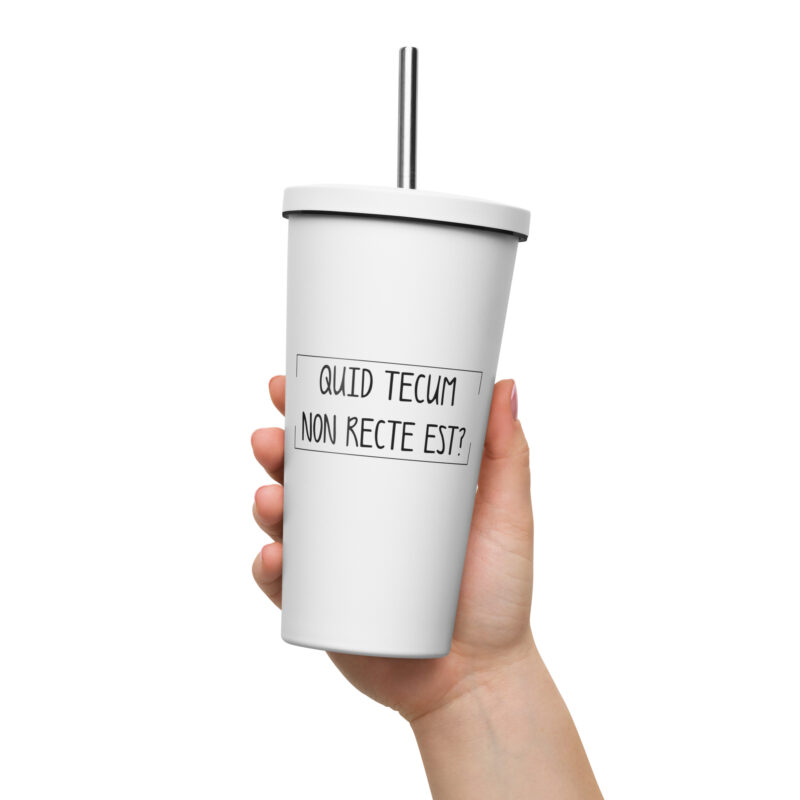 Quid Tecum Non recte est? Thermobecher mit Strohhalm