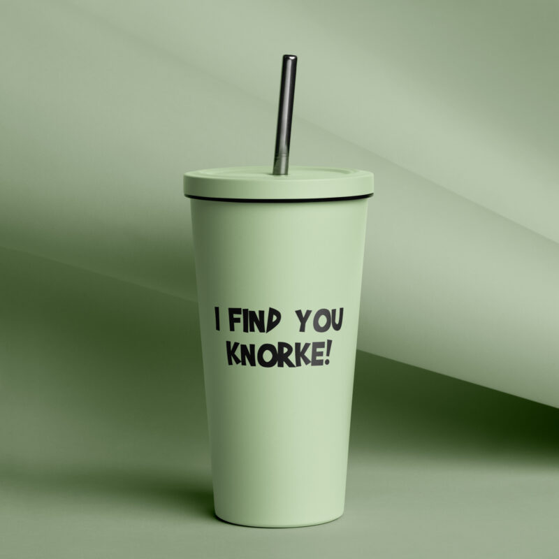 I Find You Knorke! Thermobecher mit Strohhalm