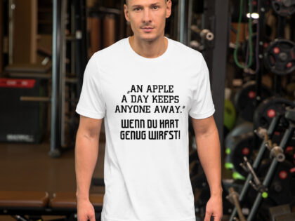An Apple a Day keeps anyone away Wenn du hart genug wirfst Unisex-T-Shirt – T-Shirts – klamottn.de An Apple a Day keeps anyone away Wenn du hart genug wirfst Unisex-T-Shirt – T-Shirts – klamottn.de