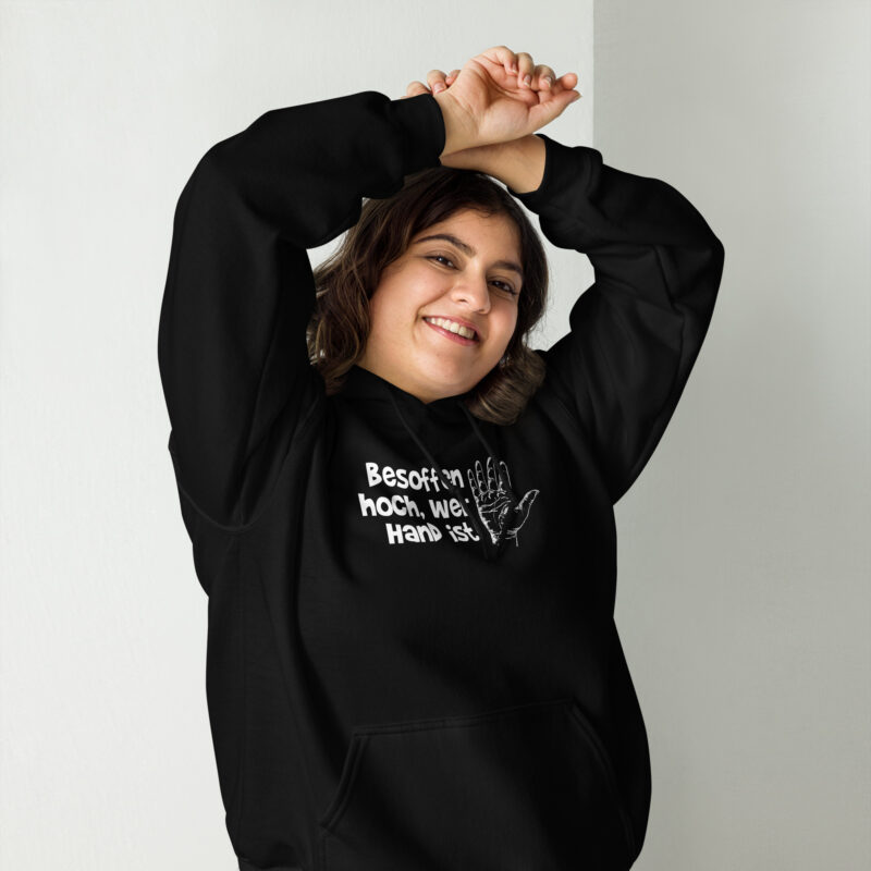 Besoffen hoch, wer Hand ist Unisex-Hoodie