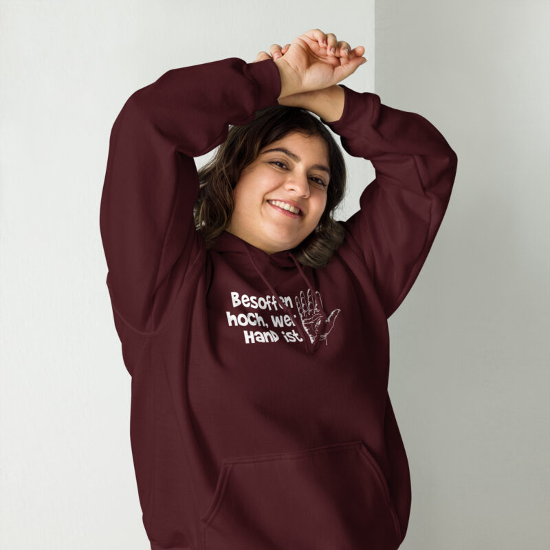 Besoffen hoch, wer Hand ist Unisex-Hoodie