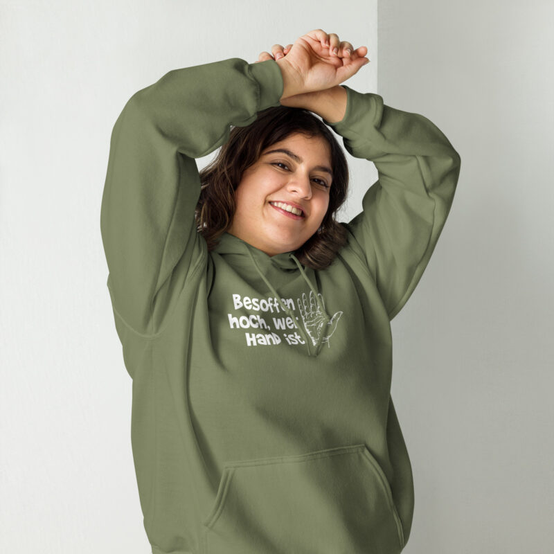 Besoffen hoch, wer Hand ist Unisex-Hoodie
