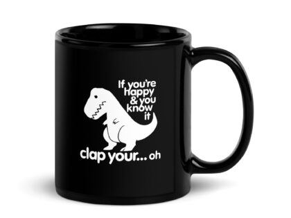 Schwarze glänzende Dino Clap Fail Tasse – Home & Living – klamottn.de