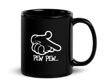Schwarze glänzende Pew Pew... Hand Tasse – Home & Living – klamottn.de Schwarze glänzende Pew Pew... Hand Tasse – Home & Living – klamottn.de
