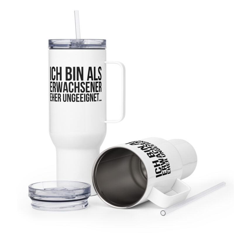 Ich bin als Erwachsener eher ungeeignet Reisebecher mit Griff – Accessoires – klamottn.de