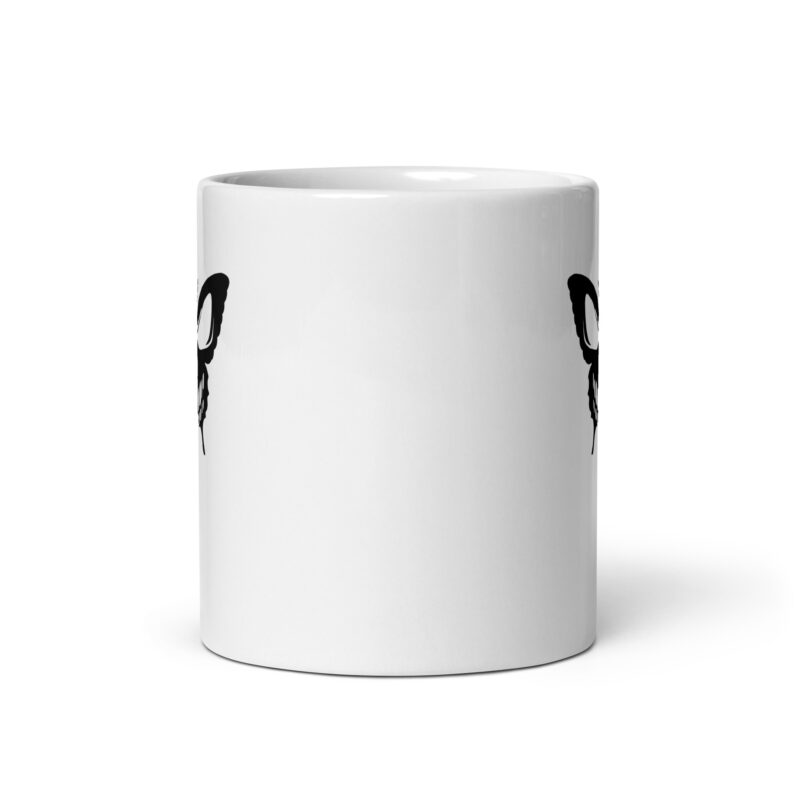 Weiße, glänzende Schmetterling Schädel Tasse