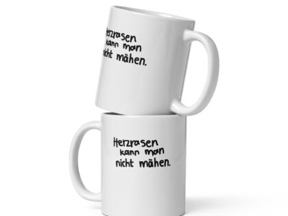 Weiße, glänzende Herzrasen kann man nicht mähen Tasse – Home & Living – klamottn.de Weiße, glänzende Herzrasen kann man nicht mähen Tasse – Home & Living – klamottn.de