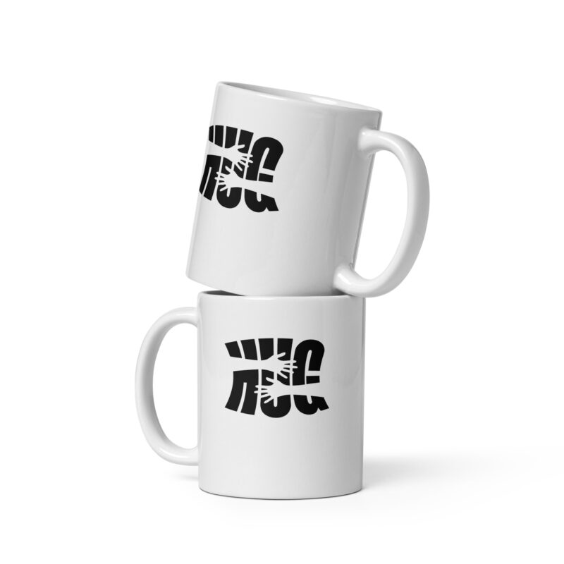 Weiße, glänzende Hug Tasse